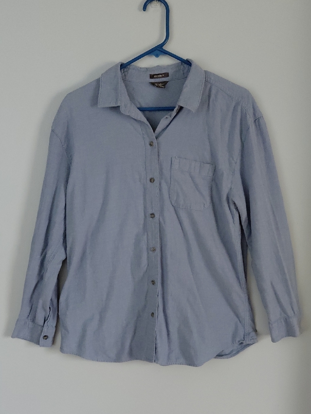 Eddie Bauer Blue Boyfriend Fit 100% Cotton Button Down Shirt